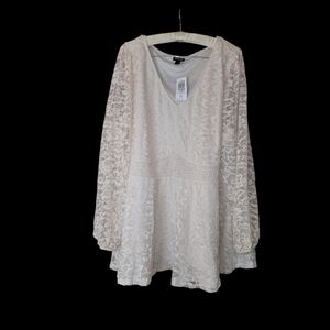 NWT Torrid 3 Cream Lace Babydoll Top 3X Boho Fairy